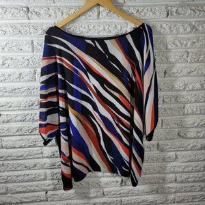 Vince Camuto Womens Top 3X Short Sleeve Blue Stripe Polyester STR22E